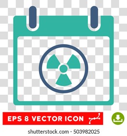 Vector Atomic Calendar Day EPS vector icon. Illustration style is flat iconic bicolor cobalt and cyan symbol on a transparent background.