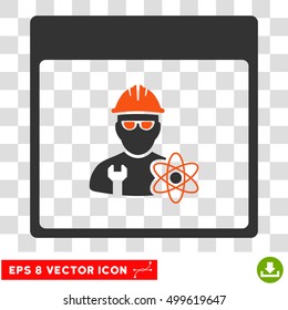 Vector Atomic Engineer Calendar Page EPS vector icon. Illustration style is flat iconic bicolor orange and gray symbol on a transparent background.