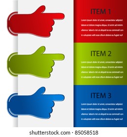 Vector attached  pointers of hand - navigation template