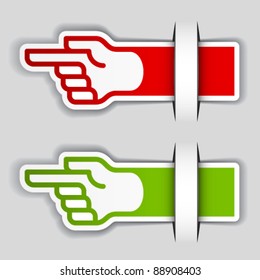 vector attached pointing hand labels