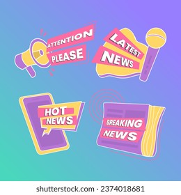 vector attention announcement breaking news badges and banners flat icon collection