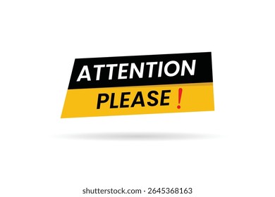 Vector atención por favor Durk azul y amarillo y diseño de fondo blanco 


