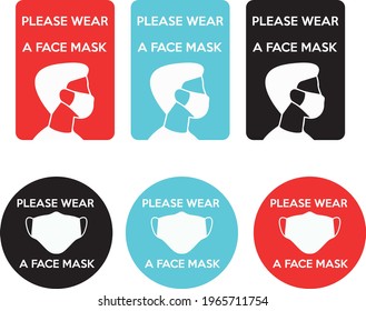 Vector attention sign collection, please wear mask. Please wear face mask poster vector set