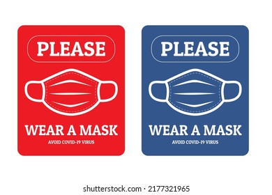 Vector attention sign collection , please wear a mask avoid covid-19 virus. warning or caution sign.