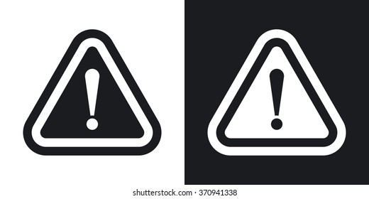 Vector attention sign with exclamation mark icon. Two-tone version on black and white background