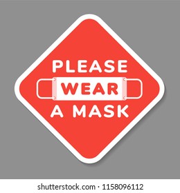 Vector Attention Sign, Please Wear Face Mask, In Flat Style