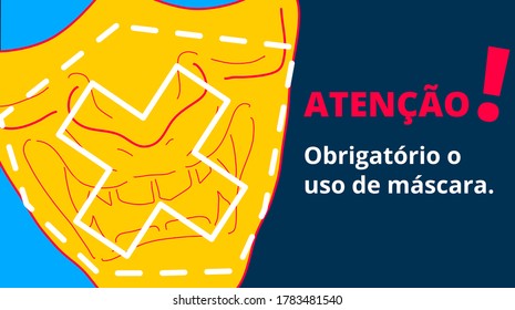 Vector attention sign, please wear mask .Warning or caution sign. 
Instruction Icon. Vector Image.