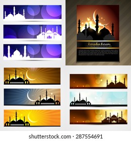 vector attractive set of  brochure and banner of eid festival illustration