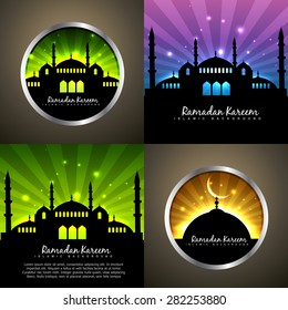 vector attractive set of ramadan kareem background festival of muslim with mosque illustration 