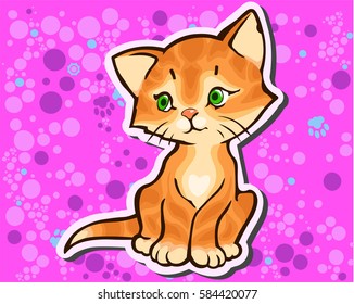 Vector Auburn kitten sitting and looking away.
Red-haired kitten painted with a brush transferred into the vector.