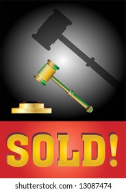 Vector Auction conceptual illustration with a gavel