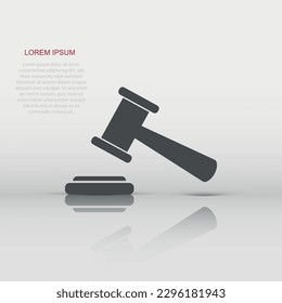 Vector auction hammer icon in flat style. Court tribunal sign illustration pictogram. Hammer business concept.