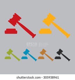 Vector : Auction Hammer Infographics Flat Icon, Sign