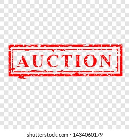 Vector, Auction, Scratch Red Rubber Stamp, at transparent effect background
