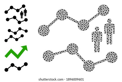 Vector audience charts icon covid collage. Audience charts mosaic is designed with little covid infection elements. Collage designed for health care applications.