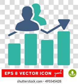 Vector Audience Graph EPS vector pictogram. Illustration style is flat iconic bicolor cobalt and cyan symbol on a transparent background.