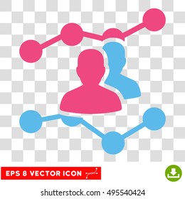 Vector Audience Trends EPS vector pictograph. Illustration style is flat iconic bicolor pink and blue symbol on a transparent background.