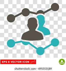 Vector Audience Trends EPS vector pictograph. Illustration style is flat iconic bicolor grey and cyan symbol on a transparent background.