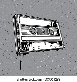 Vector audio cassette in graffiti style