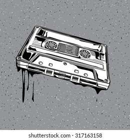 Vector audio cassette in graffiti style