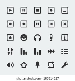 Vector audio player mini icons set