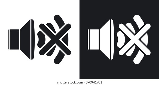 Vector audio speaker icon with the sound turned off. Two-tone version on black and white background