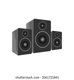Vector audio speaker icons. Musical, center, single icon in cartoon style.Musical, center, bitmap symbol stock illustration web.