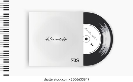 Vector audio vinyl record. Music recordings to play old sounds or audio. concept with a feel of the 70s and 80s. physical format of ancient sound recordings