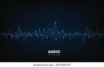 Vector audio wavefrom. abstract music waves oscillation. futuristic sound wave visualization. 