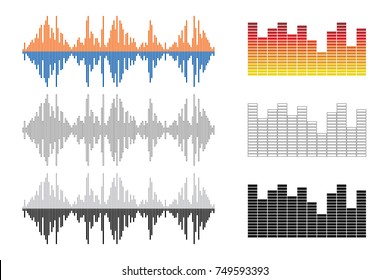 Vector Audio waves set. Pulse music player.