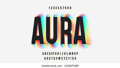 Vector Aura Color Font 3d Style Modern Typography For Infographics, Motion Graphics, Video, Promotion, Decoration, Logotype, Party Poster, T Shirt, Book, Animation, Banner. 10 Eps