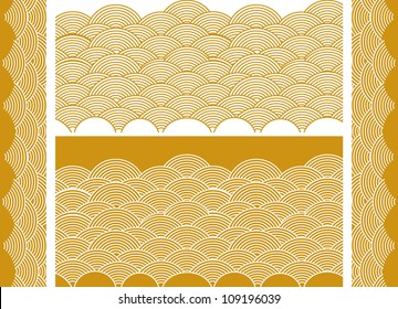 Vector Auspicioso fondo dorado del patrón de la onda