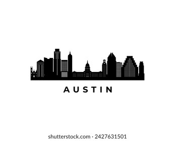 In: Vector Austin Skyline. In: Travel Austin Famous Landmarks. Business- und Tourismuskonzept für Präsentation, Banner, Website.