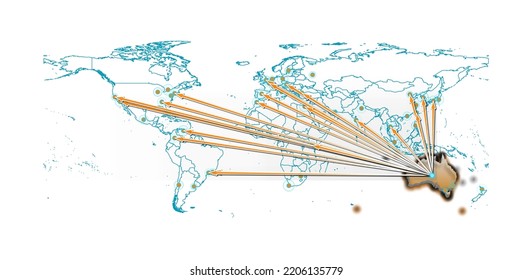 Vector Australia Concept Map, Export Concept Map For Australia On White Background Suitable For Export Concepts. File Is Suitable For Digital Editing And Size Prints Of All Sizes.