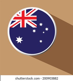 Vector - Australia flag button icon with long shadow 