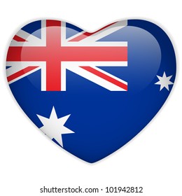 Vector - Australia Flag Heart Glossy Button