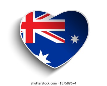Vector - Australia Flag Heart Paper Sticker