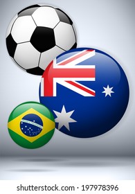 Vector - Australia Flag with Soccer Ball Background