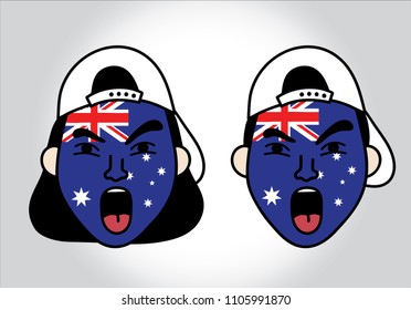 vector australia football fans , face paint and cheer