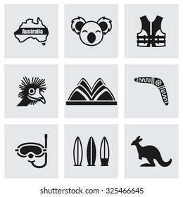 Vector Australia icon set on grey background