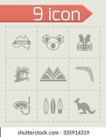 Vector Australia icon set on grey background