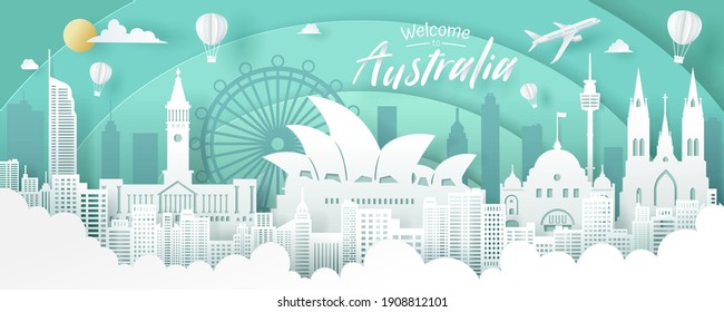 Vector of Australia landmark, travel and tourism concept. Eps 10 vector.