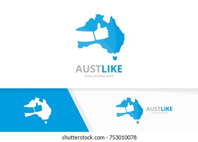 Vector of australia and like logo combination. Oceania and best symbol or icon. Unique continent and choice logotype design template.