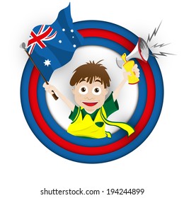 Vector - Australia Soccer Fan Flag Cartoon