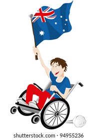 Vector - Australia Sport Fan Supporter on Wheelchair with Flag