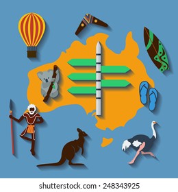 Vector australia travel flat color