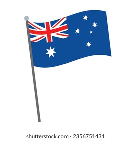 Vector australian flag with pole on white background