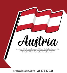 Vector Austria flag banner Austrian flag white and red background Vector illustration design Austria independence day banner design 