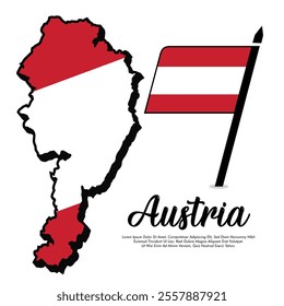 Vector Austria flag or map banner Austrian flag white background Vector illustration design Austria independence day banner design 