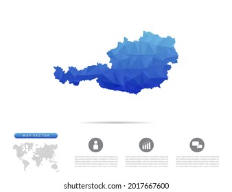 Vector Austria map blue polygon triangle mosaic for presentation. Creative concept for infographic.